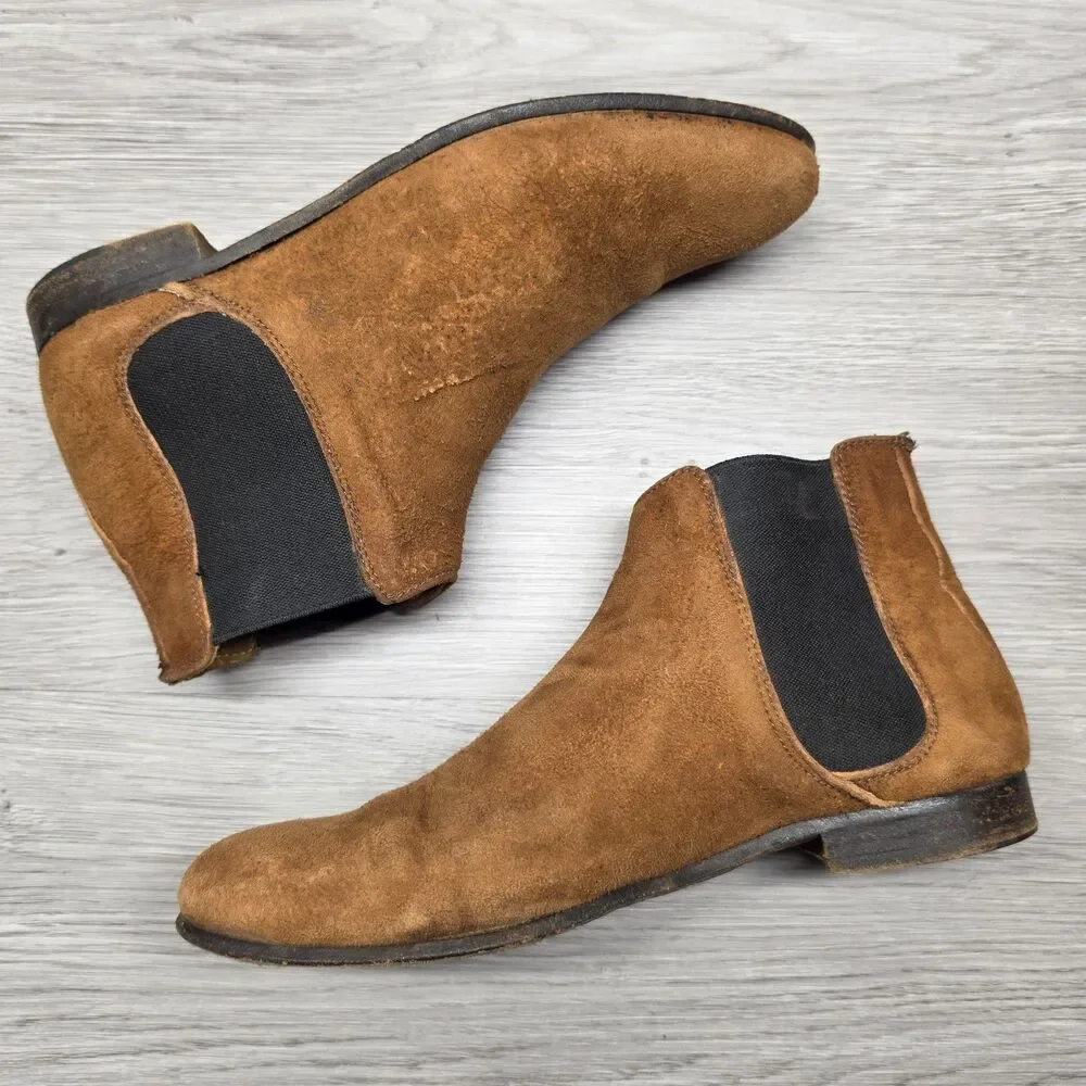 Billy Reid Mens Brown Suede Chelsea Boots Hand Made In Italy Size 7.5 M Ankle